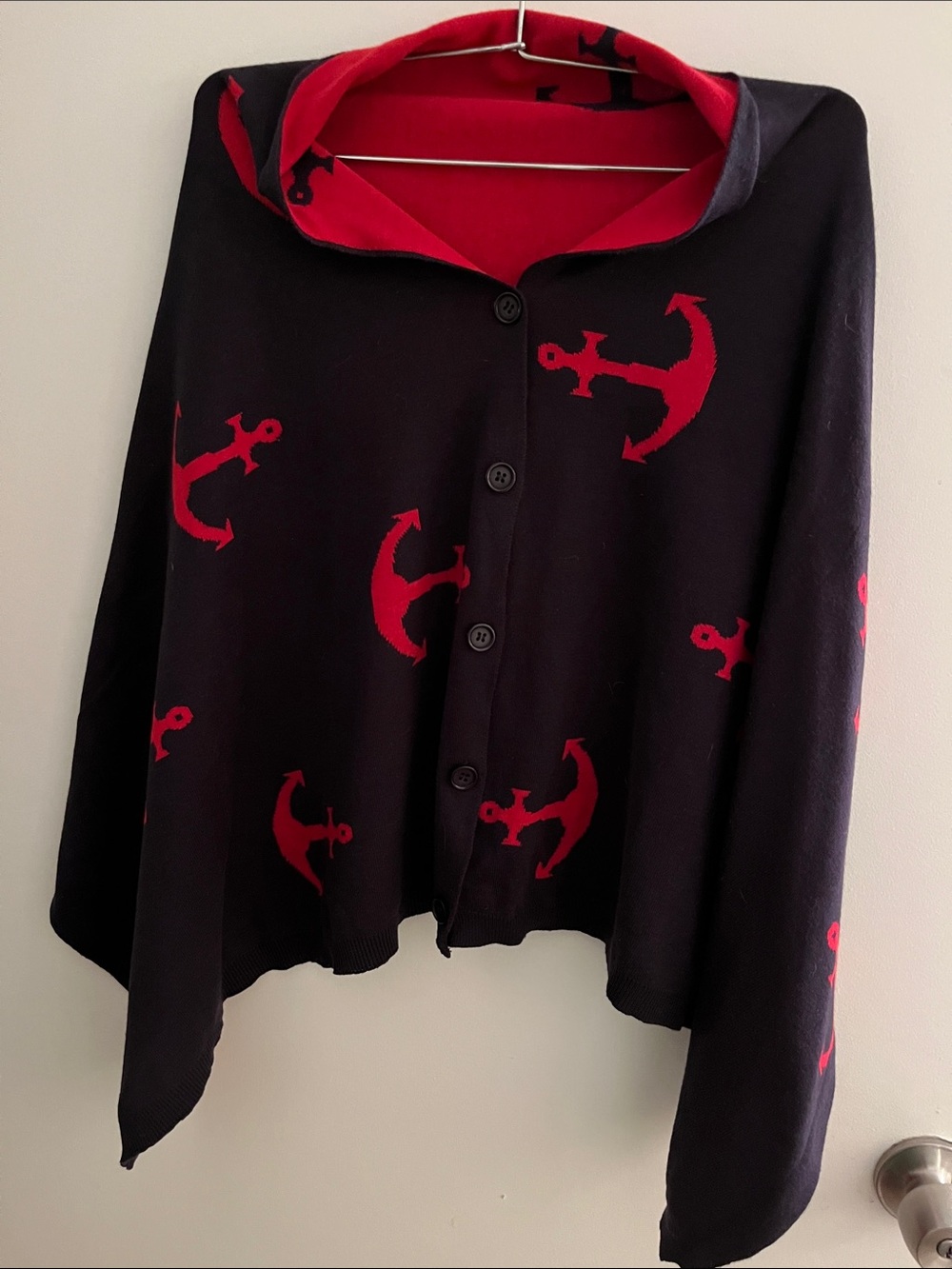 Nautical button-down poncho